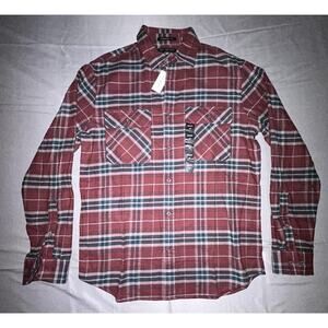 Banana Republic Shirt Mens Medium Red Plaid Long Sleeve Standard Fit Cotton